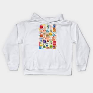 Vintage travel tickets pattern Kids Hoodie